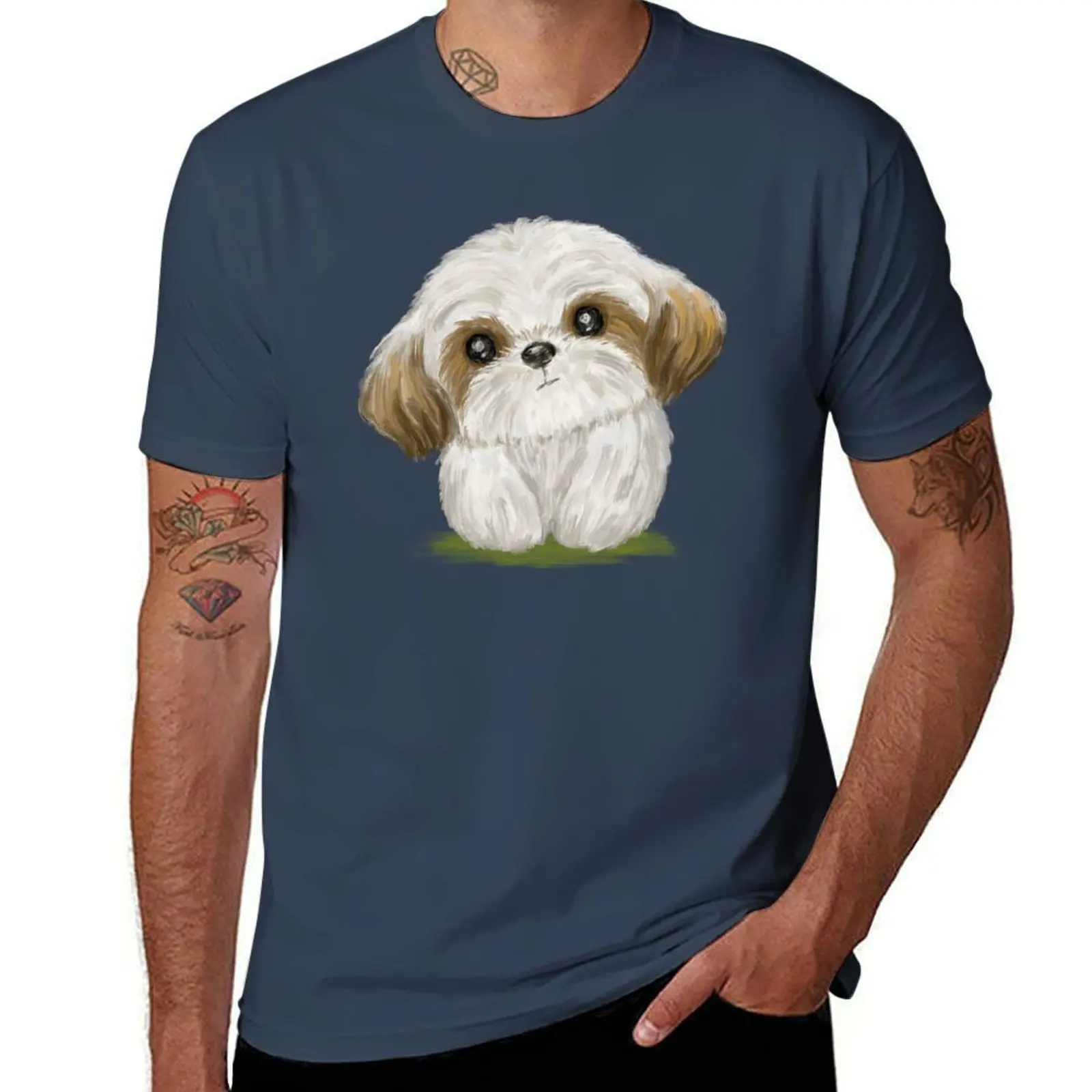 

Cute Shih Tzu T-Shirt man t shirt cotton anime tshirt mens graphic t shirts T-Shirt