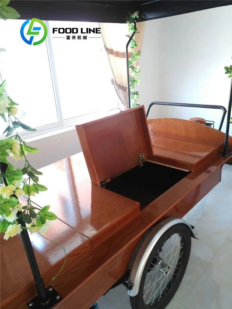 Mobile Ice Cream Display Cart Small Hand Pushed Dessert Trailer Easy Moving For Garden Community And Amusement Park Business