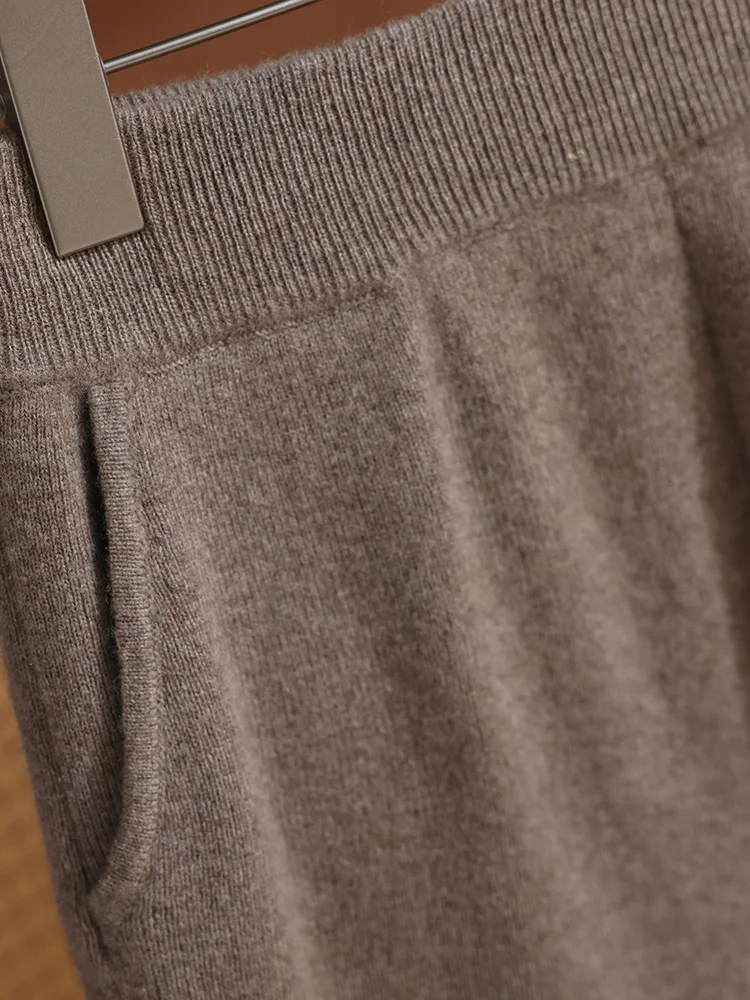 Autumn Winter Women Wool Shorts Elastic Waist Casual Basic Straight Shorts 100% Merino Wool Knitted Fit Pocket Solid Short Pants - Image 6