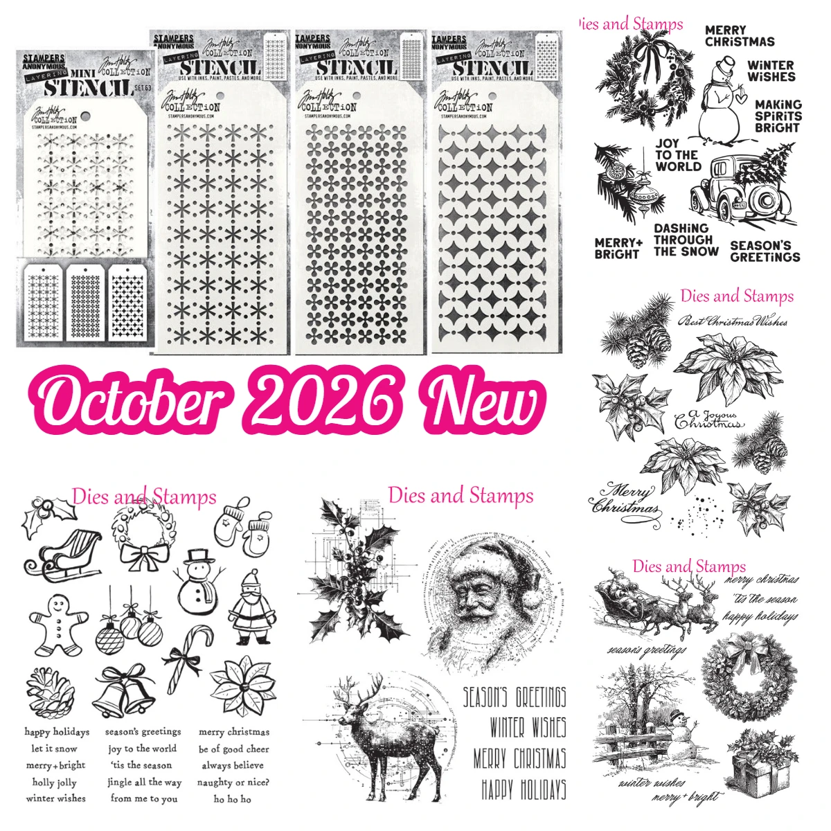 Weihnachtliche Festliche Schematische Feiertags-Botanische Retro-Schneeflocken-Stanzformen und Stempel für DIY-Scrapbooking und Bastelarbeiten, Oktober 2026 Neu