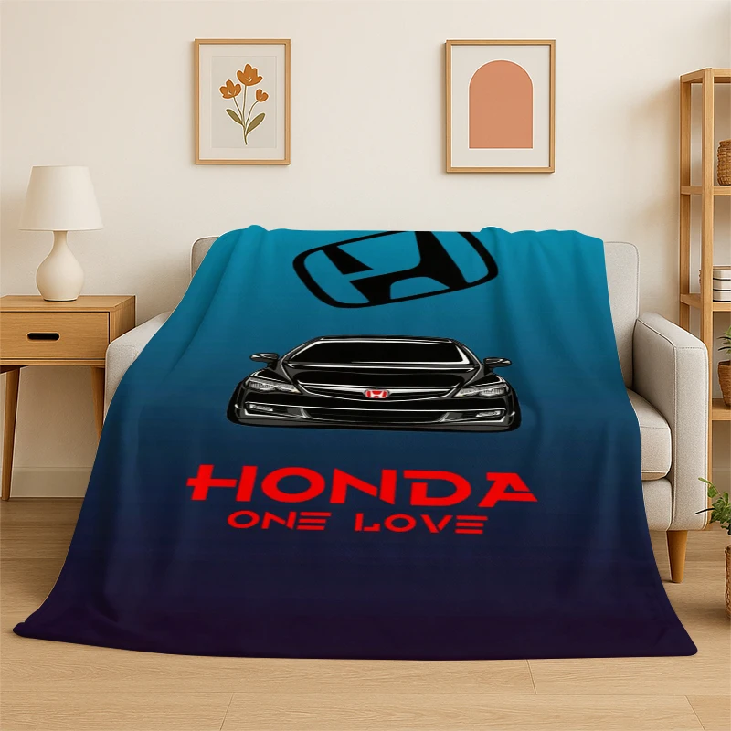 H-Honda HRC Racing Car Moto Sign Flannel Blanket Soft Warm Throw Blanket for Bedroom Living Room Bed Travel Camping Picnic Kid