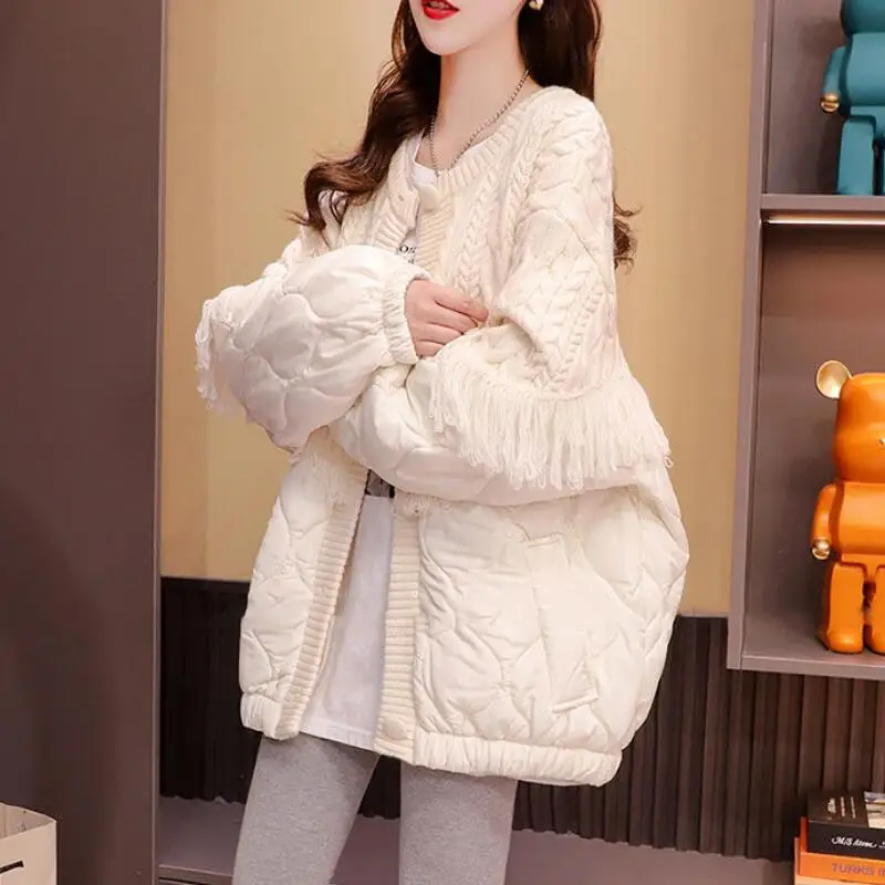 Hot 2025 New Fashion Thickened Warm Design Sweater Coat Large Sized Tassel Lazy Style Loose Autumn/winter Sweater Cardigan Coat