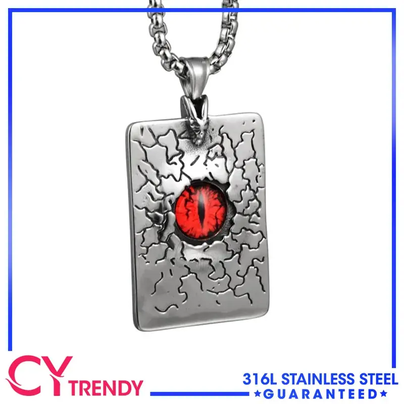 

Europe, America, Japan, and South Korea Nightclub Hip Hop Street Trend Sun Moon Magic Eye Stainless Steel Square Necklace