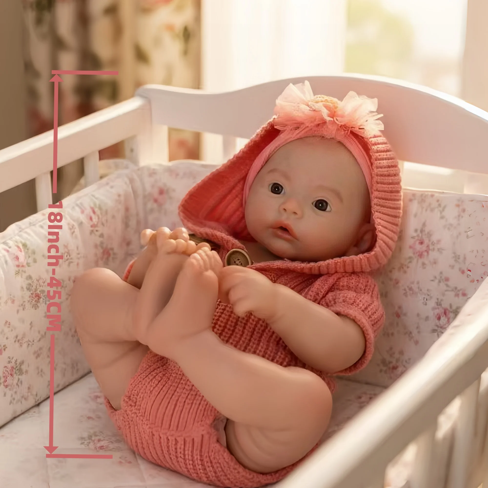 Can Open Mouth 18Inch Cute Meadow Silicone Girl Doll Already Painted Soft Touch Feeling Waterproof bebe reborn doll For Kids