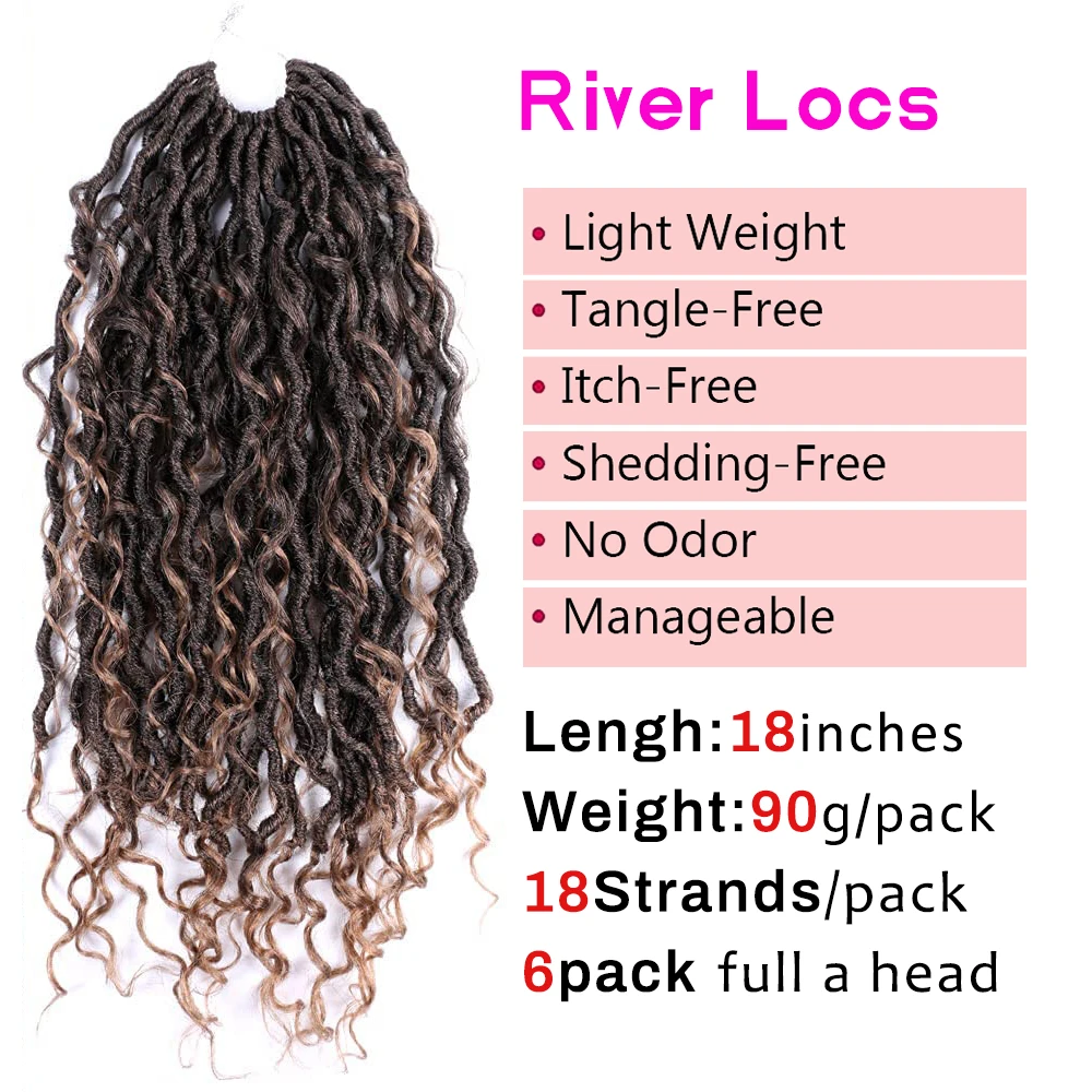 Dansama deusa locs crochê cabelo pré loop rio locs com encaracolado termina falso locs boho hippie locs cabelo sintético