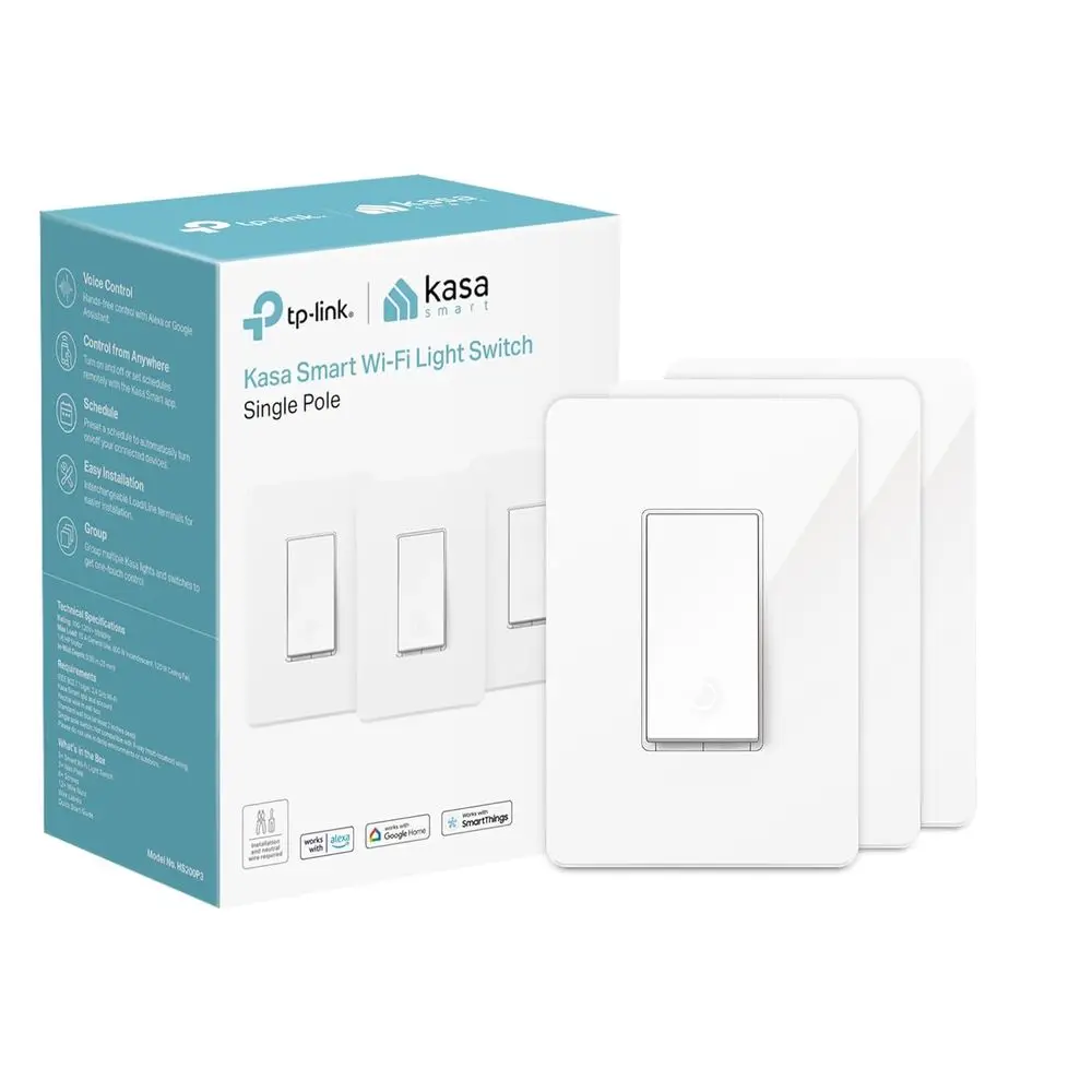 

Single Pole, Needs Neutral Wire, 2.4GHz Wi-Fi Light Switch Compatible with Alexa and Home, UL Certified, No Hub Required, 3-Pack