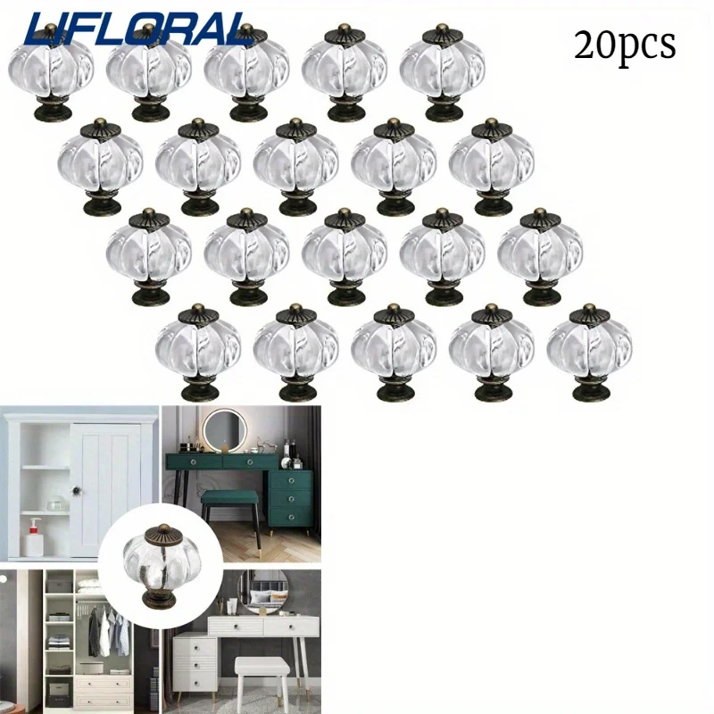 

20pcs knobs transparent pumpkin dressing table knobs antique retro decoration DIY handle handles furniture drawer handles