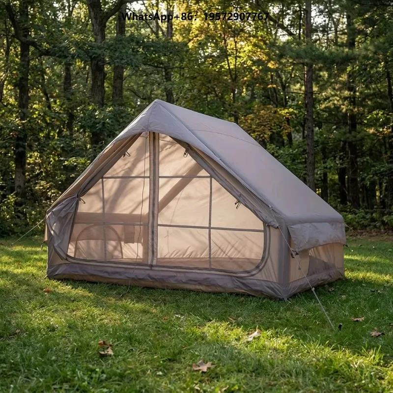 Outdoor Waterproof Four-Season Family Camping Air Tent Double Layer Quick Automatic Opening Stylish Roof Design 4X3m