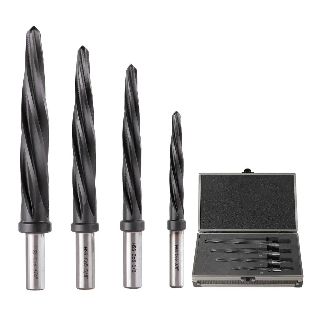 Steel Alloy Taper Chucking Reamer Set 4pcs 3/8