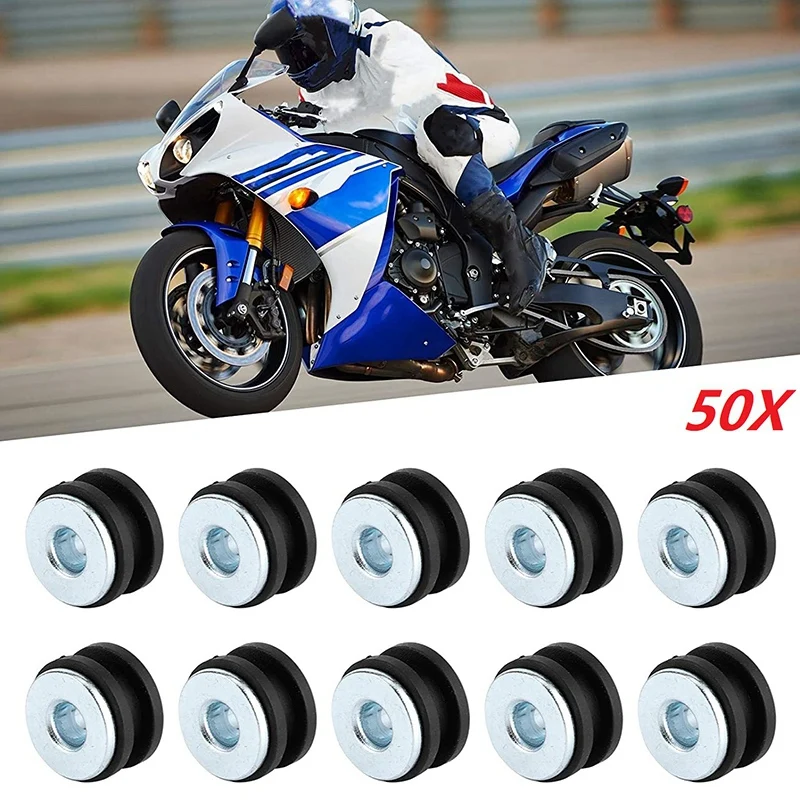 50PCS Rubber Motorcycle Grommet Fairing Bolt Bushing Part Fit For Honda Kawasaki