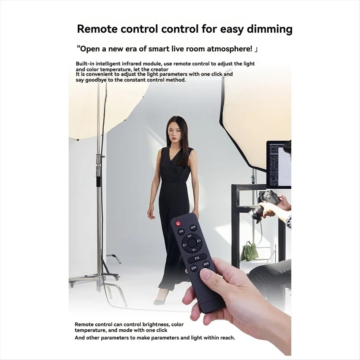 300W Bi LED Video Light, Continuous LED Lighting with 2.4G Wireless Remote for Portrait, Outdoor Photographic US Plug