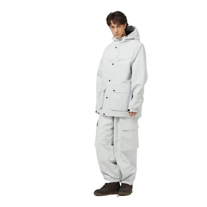 Men's and Women's Same Solid-color Ski Suits, Double-board and Snowboard Skiing, Outdoor Fattening and Super-loose Version