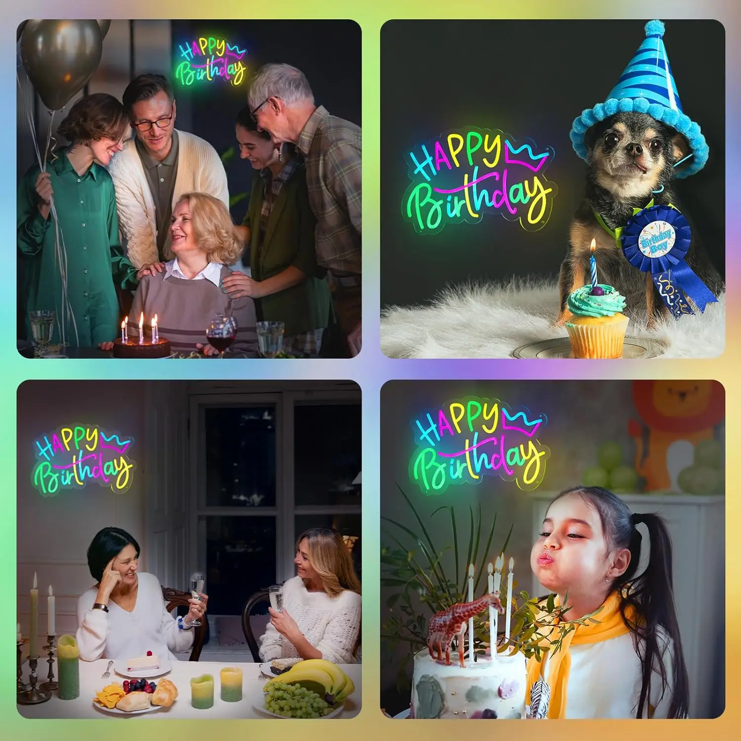 Happy Birthday Neon Sign Dimmable LED Neon Light Sign for Wall Decor Party Living Room Club Home Decoration Birthday Art Gift