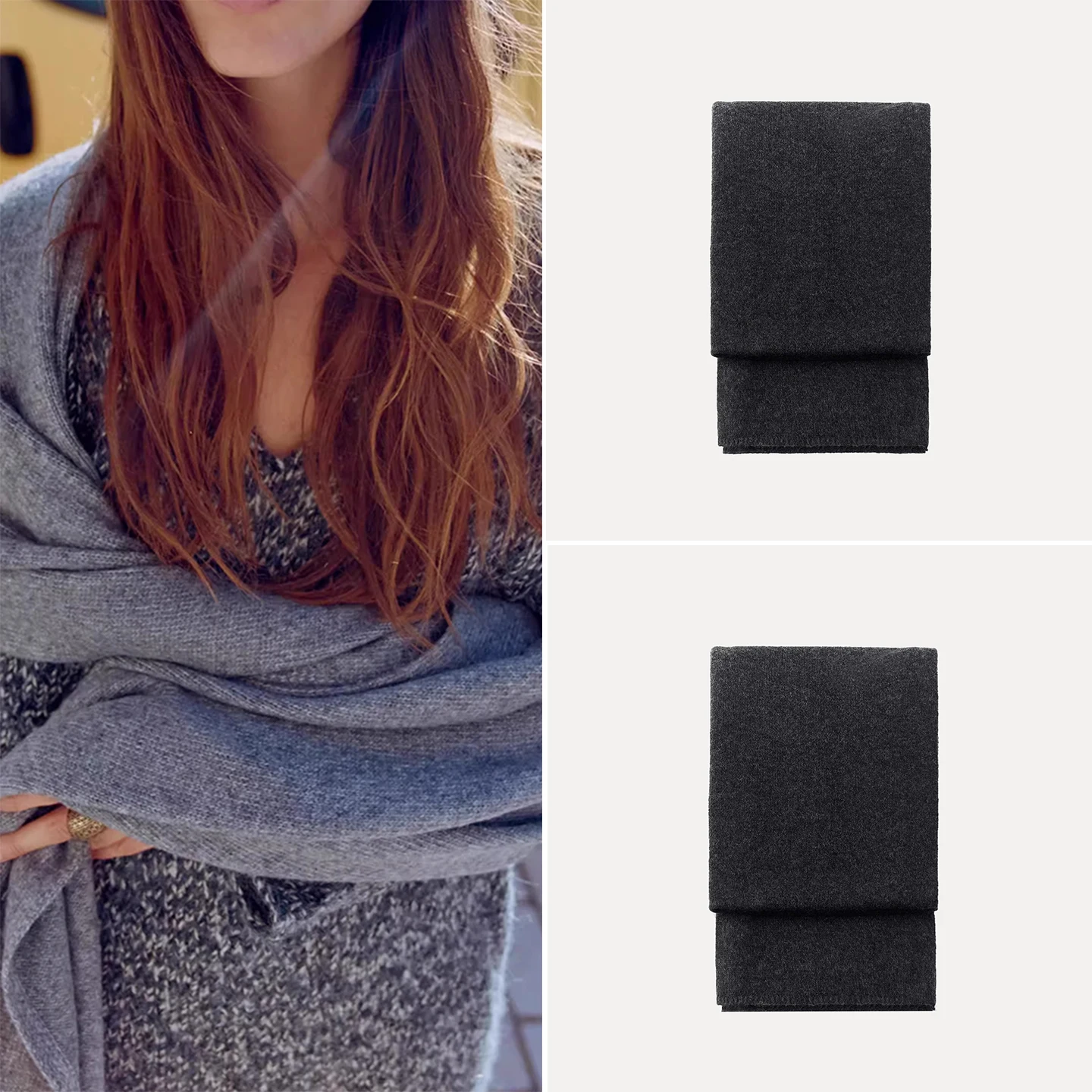 

Z женский базовый простой модный шарф, Новое поступление 2025, универсальный зимний теплый длинный прямоугольный шарф