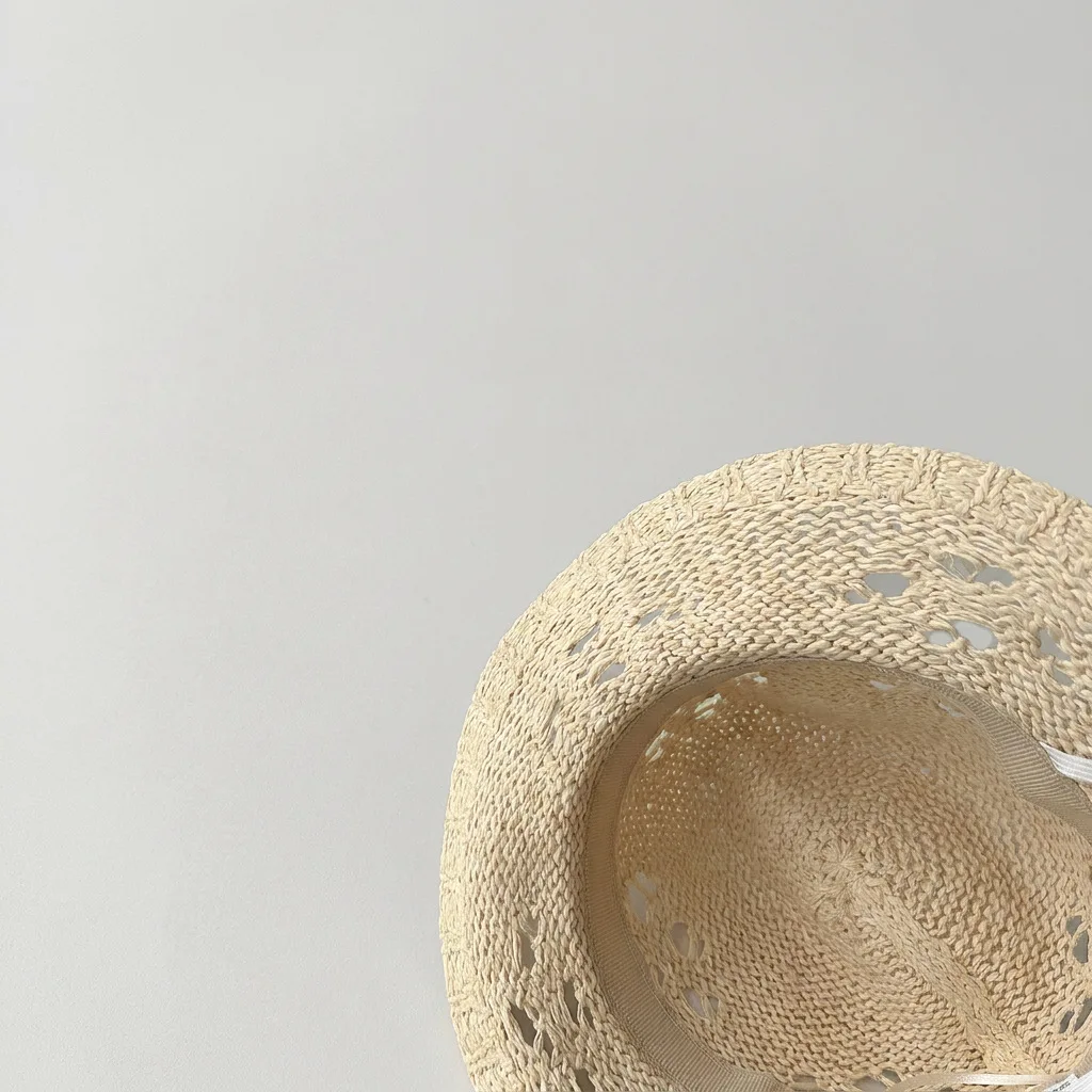 MILANCEL Summer Kids Straw Hat 48-51CM Hollow Breathable Girls Sun Hat 2.5-5T Sunscreen Children Fisherman Hat view 6