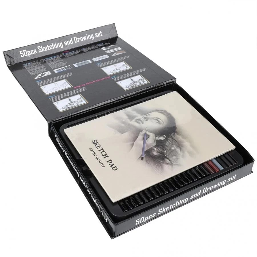 50 шт., набор деревянных карандашей для рисования