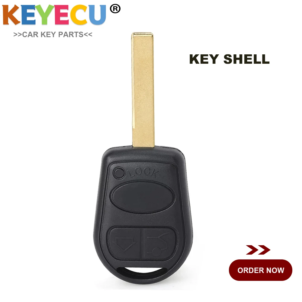 Keyecu Fernbedienung Auto Schlüssel Shell Fall für Land Rover Range Rover L322 Hse Mode, Fob Ersatz 3 Tasten-Hu92 Klinge
