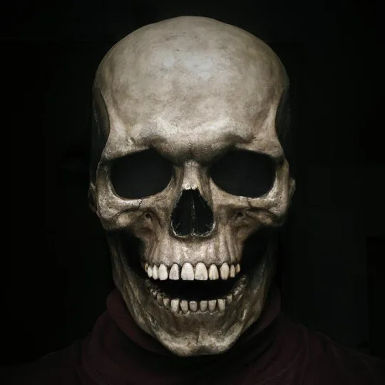 New Halloween terrifying skull latex mask, zombie ghost face mask, mouth and chin adjustable headband