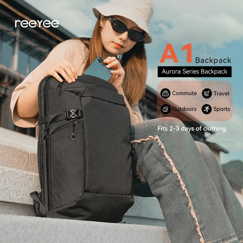 ReeYee 24L/30L Large Travel Backpack, Waterproof Cordura Anti-Scuff Hiking Backpack, Multi-Compartment Laptop Backpack for Men a