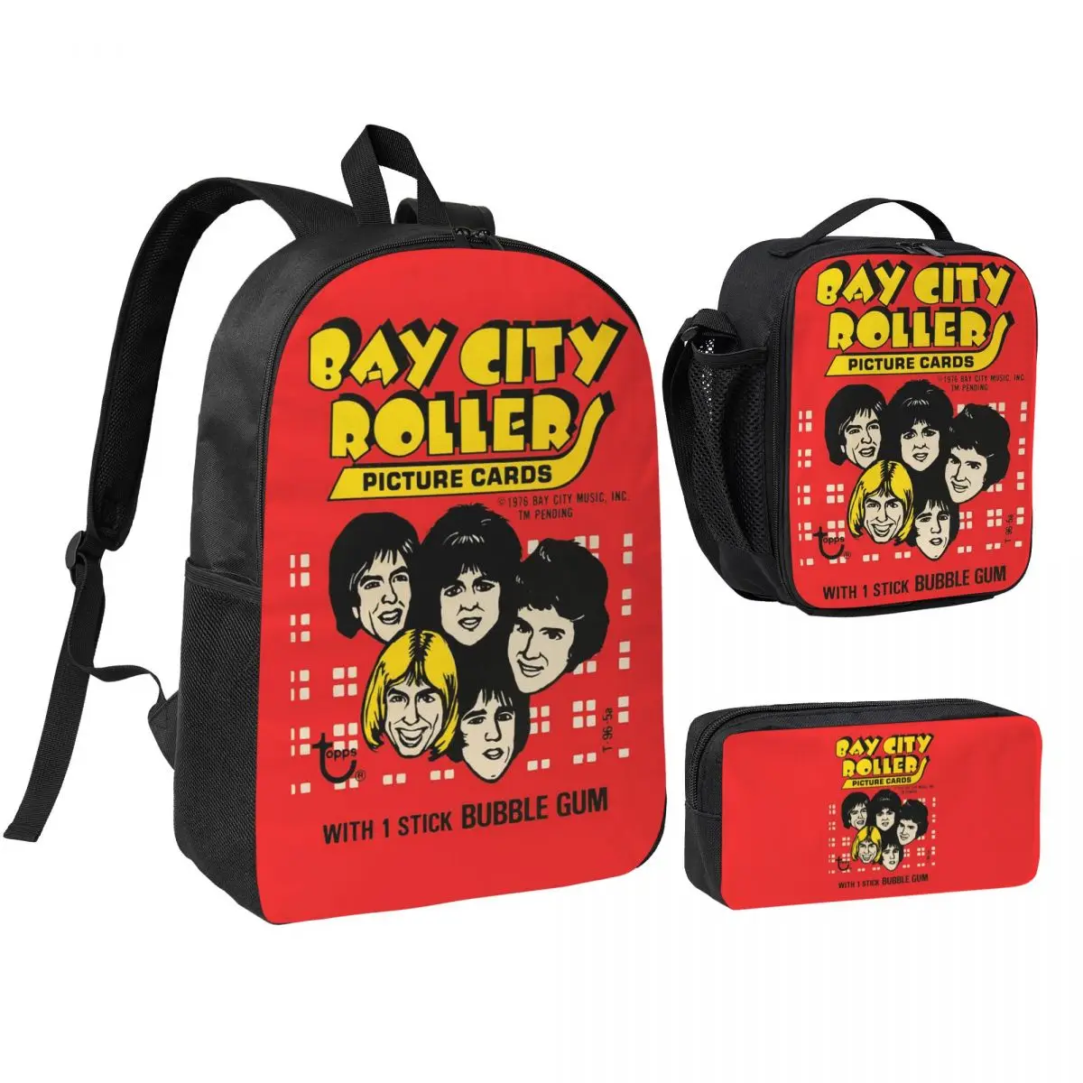 

Bay City Rollers Music Band Backpack Boys Girls BookBag School Bag Shoulder Bags 3ps Insulated Lunch Bag Pencil Case
