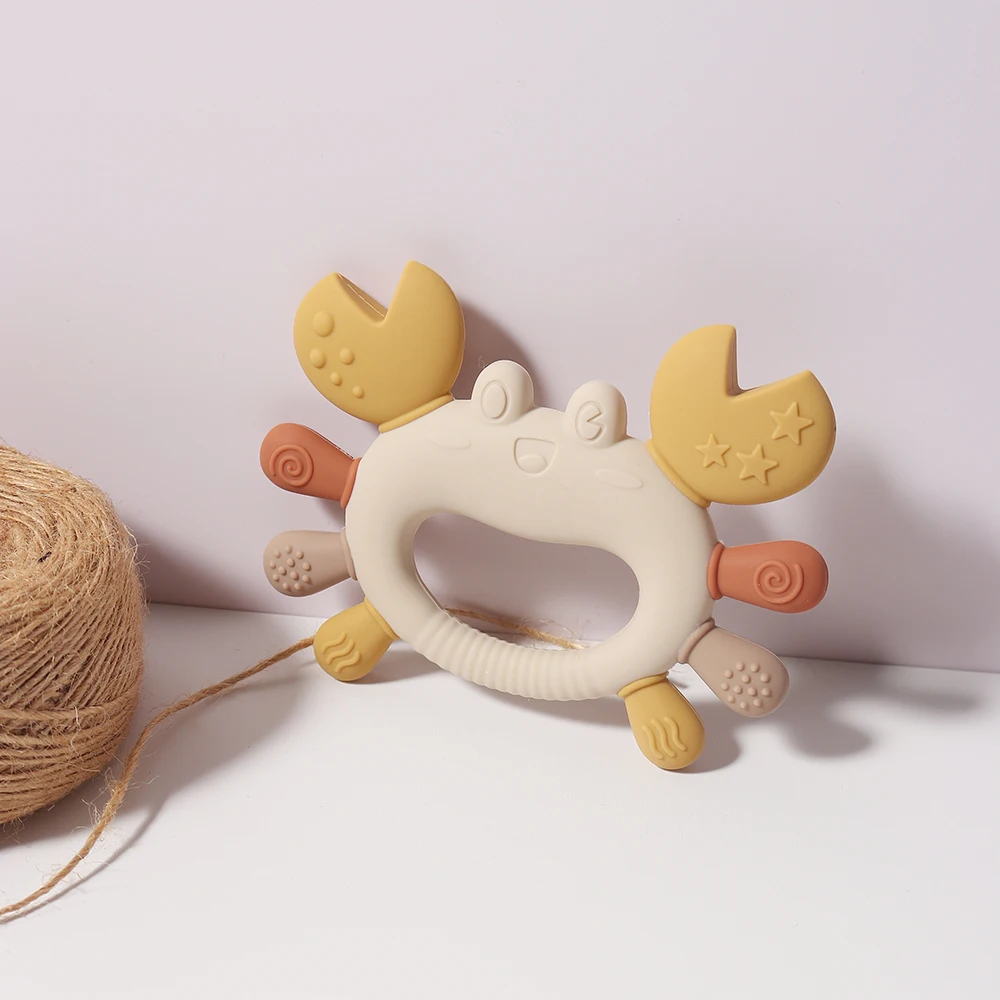 Crab-Shaped Baby Teether  Food-Grade Silicone Teething Toy  BPA-Free Chillable Infant Teether for Sore Gums 0-24 Months