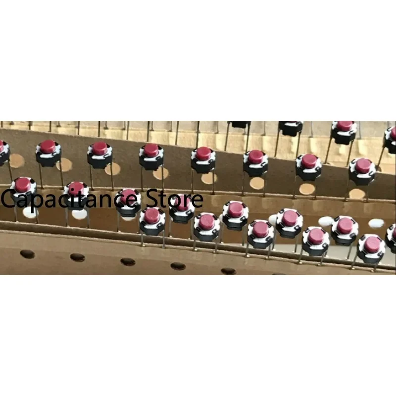 

10PCS 6*6*5 light touch switch EVQ11L05R red head 2-pin straight in button power