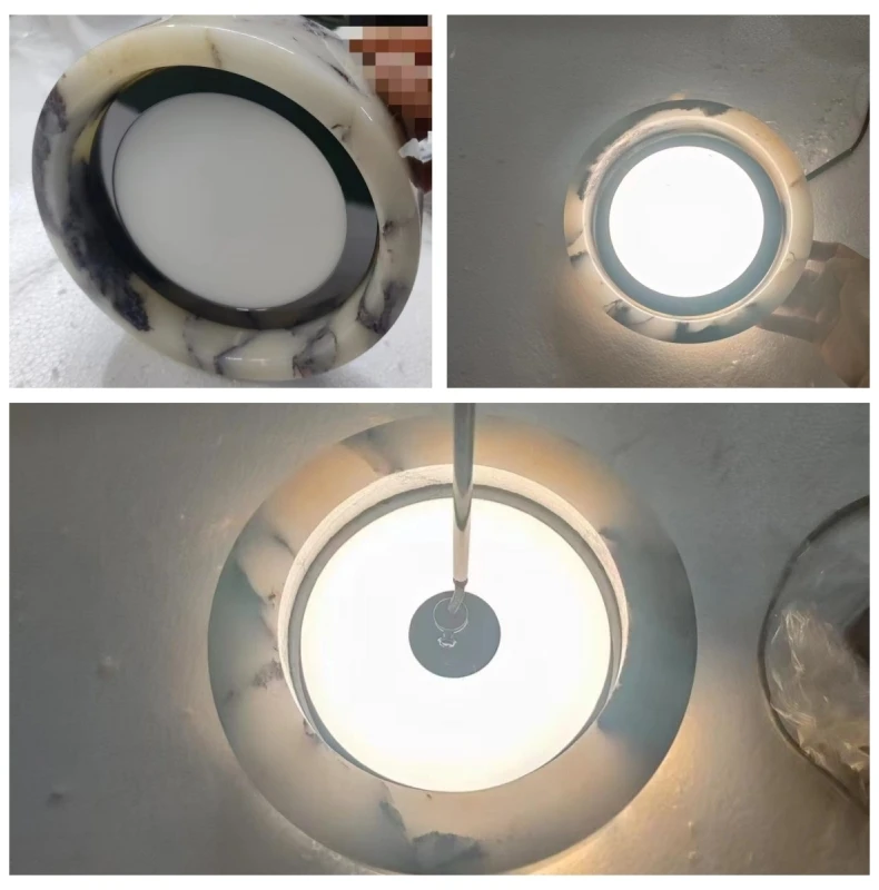 Natural Stone LED Chandelier Dimmable Wire Height Adjustable