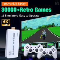 M15 Game Stick 4K UHD Output Retro Game Console built-in 30000＋Retro Games for PS1/MAME/NES/SNES with 2.4G Wireless Controllers
