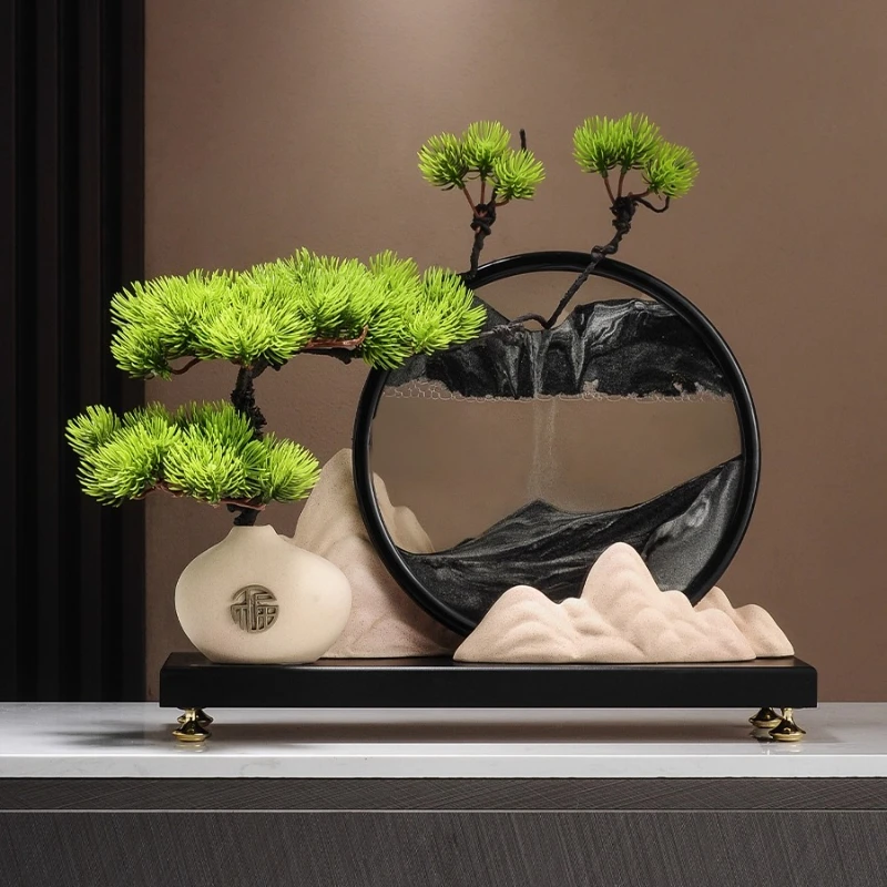 

Welcome pine landscape quicksand painting ornament new Chinese living room porch TV cabinet office creative high-end decoration
