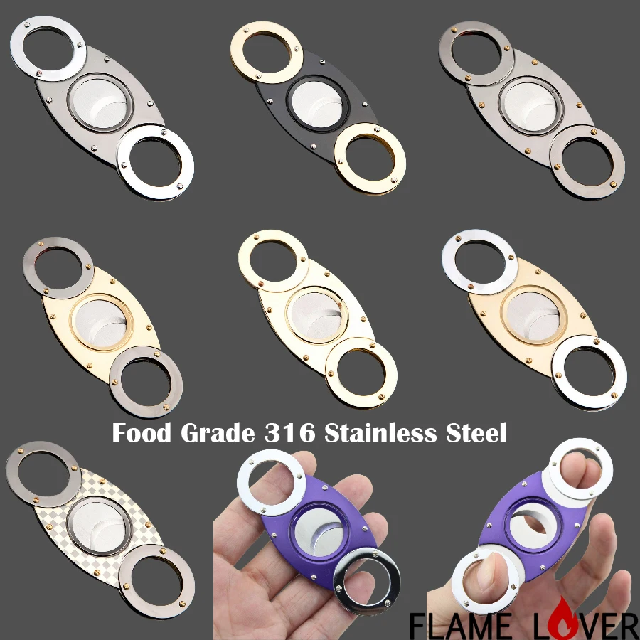 

Flame Lover Cuba Cigar Cutter Guillotine Puncher Scissors Stainless Steel Sharp 2 Blades Men Smoking Accessories Cortapuros 356