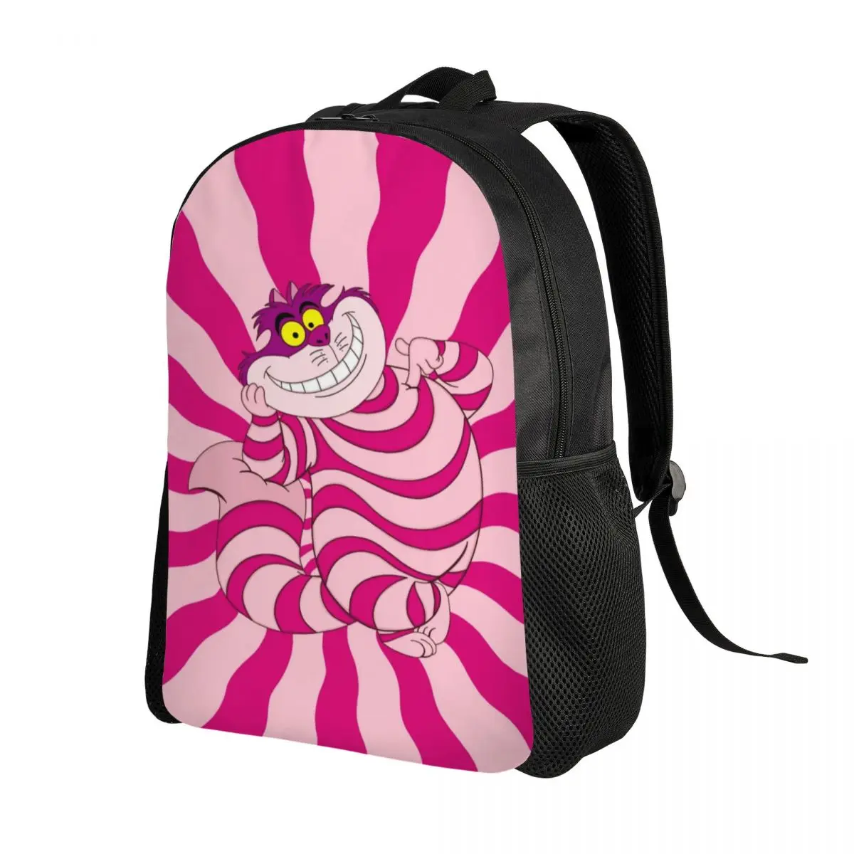 Custom Trippy Striped Cat Backpacks Women Men Casual Bookbag for College School Cheshire Cat Cartoon Bags