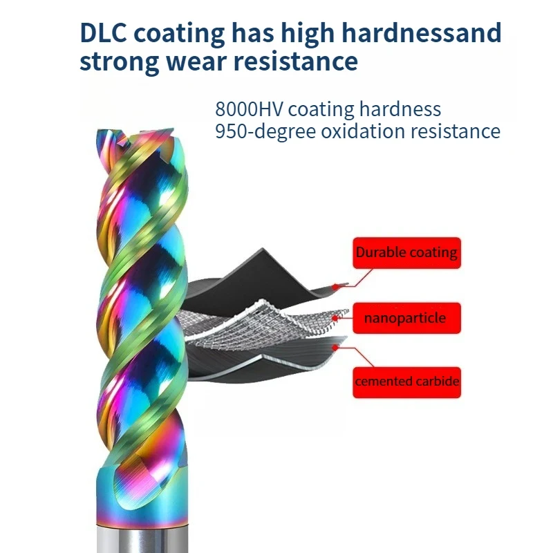

HRC55 3 Flute U Slot Carbide Endmill DLC Coating Tungsten Steen Milling Cutter 4mm 6mm 8mm 10mm 12mm CNC Tools for Aluminum