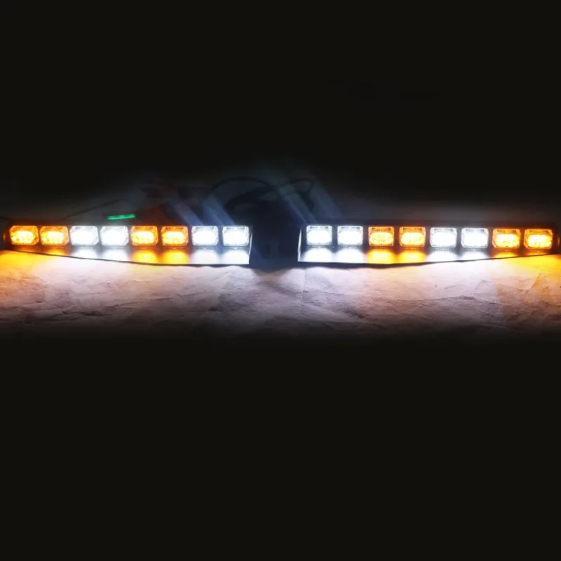 Custom 48 LED Car Interior Light Split Mount Amber White LED Strobe Warning Visor Car Truck Light Bar