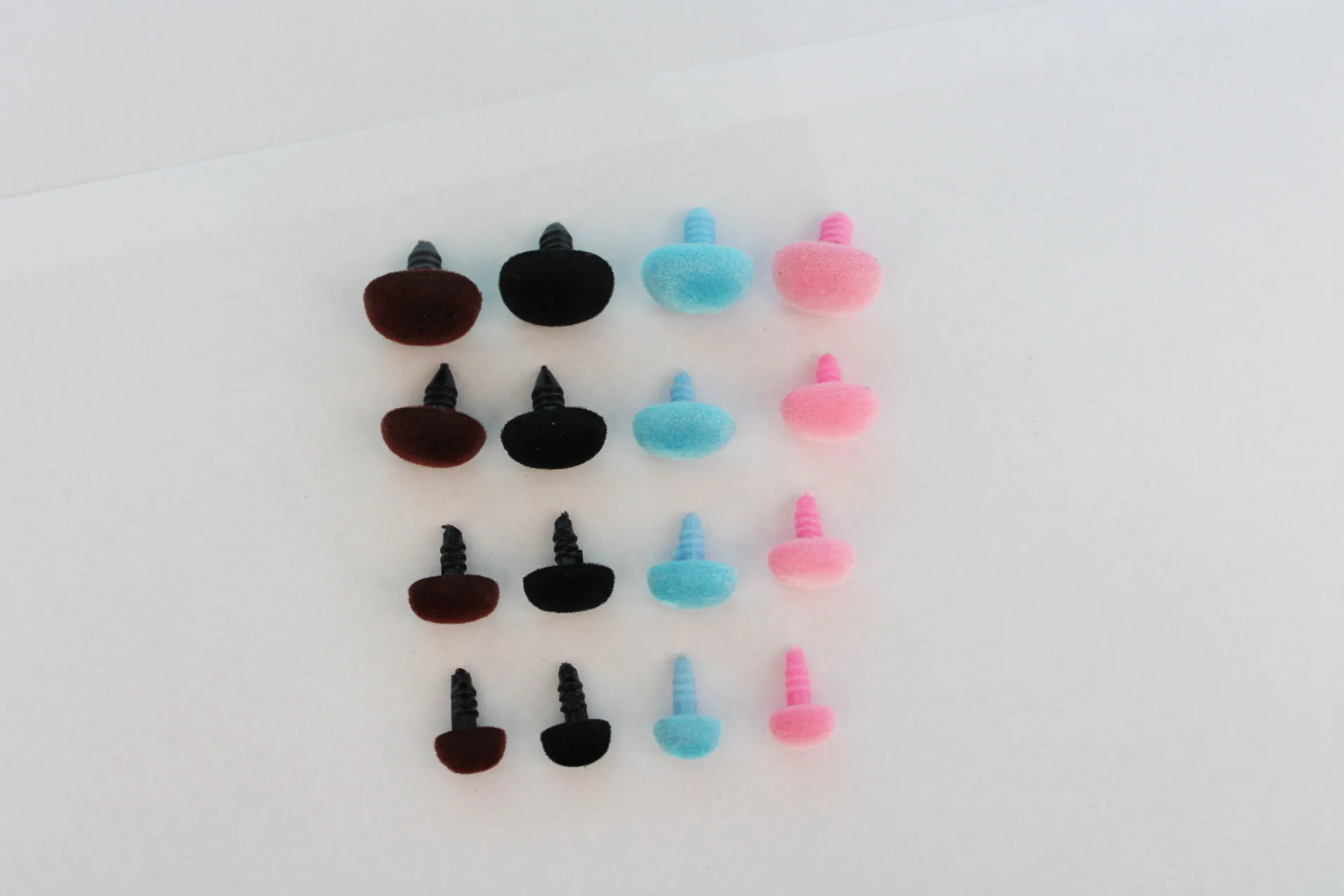 40pcs/lot---7x9mm/9x12mm/10x14mm/12x16mm blue/pink/brown/black  oval flocking toy safety nose + soft washer----size&color option