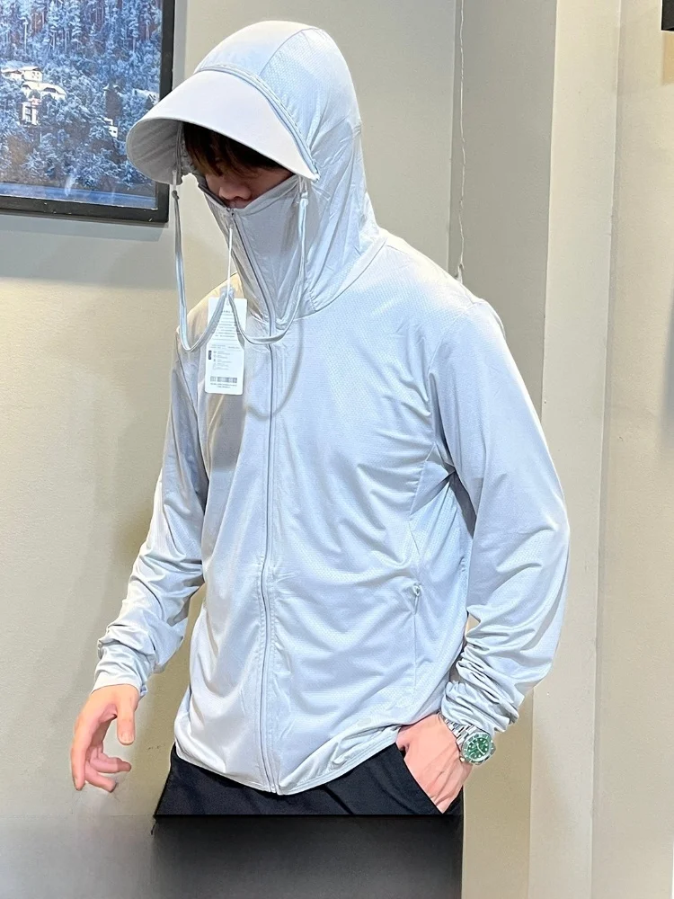 

Full Protection UPF50 Qui Dry High Elastici Breathable Sunscreen Skin Clothes Detachable Hat Brim for Spring Summer