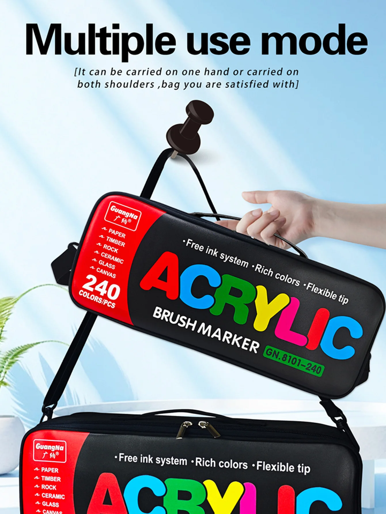 مجموعة GuangNa مكونة من 240 لونًا من علامات طلاء الأكريليك وفرشاة طرف الطلاء لطلاء الصخور هدية المهرجان أقلام فنية ذاتية الصنع تأتي مع حقيبة تخزين