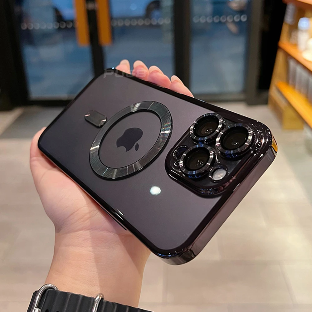 Luxury For Magsafe Plating Transparent Case For iPhone 14 13 12 11 Pro Max Plus Soft Silicone Clear Magnetic Shockproof Cover