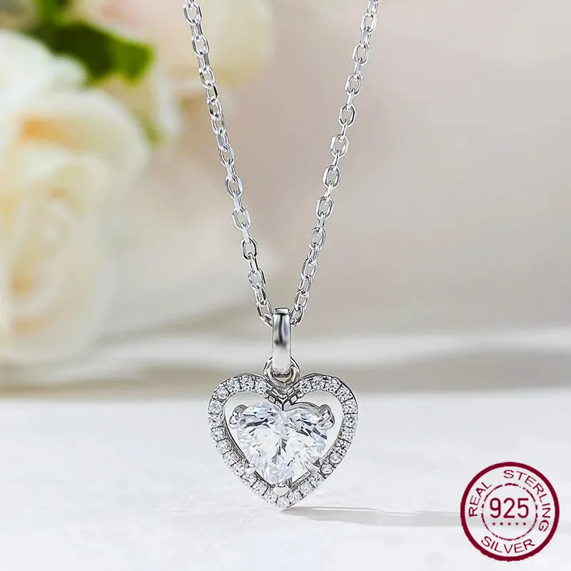 Longlong Gold European and American New Necklace 925 Silver 6 * 7mm Heart Shaped Minimalist Necklace Design