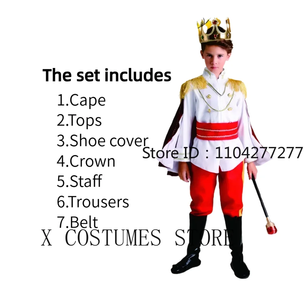 7 قطع من أزياء الأمير الملكي في العصور الوسطى على شكل تاج وحفلات أعياد الميلاد وحفلات تنكرية للأولاد زي كرنفال الملك #3