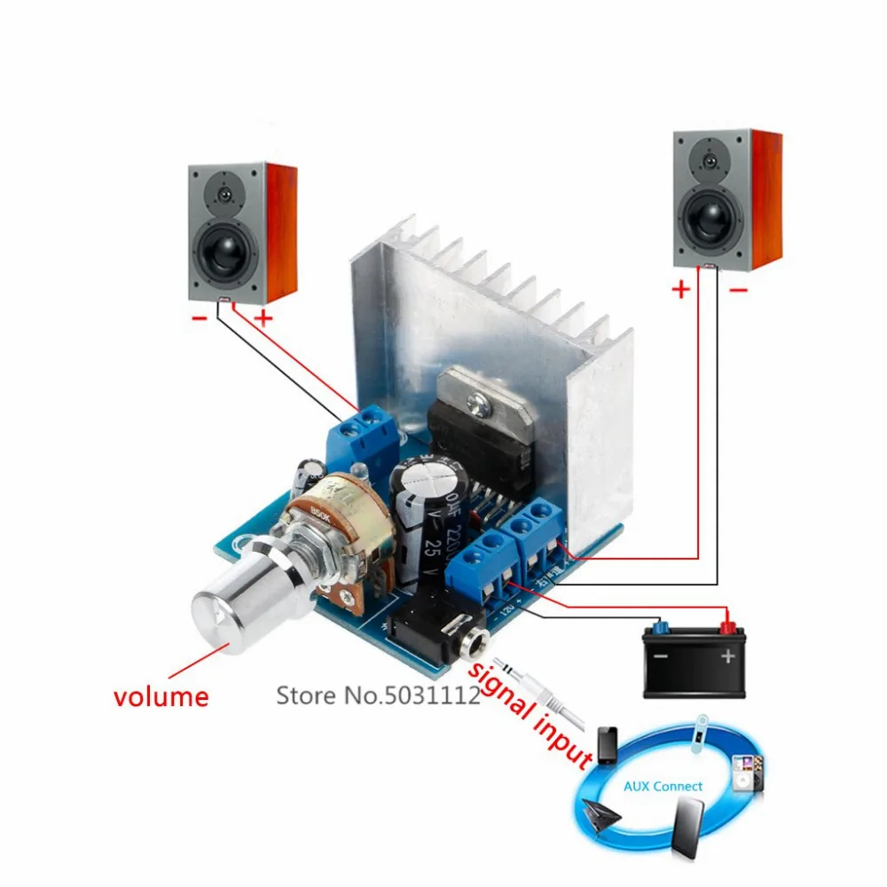 Placa Amplificadora de Áudio Digital Dual-Channel, Módulo Amplificador de Potência, Stereo DIY, Sound Amplify System, 2x15W, AC, DC, TDA7297