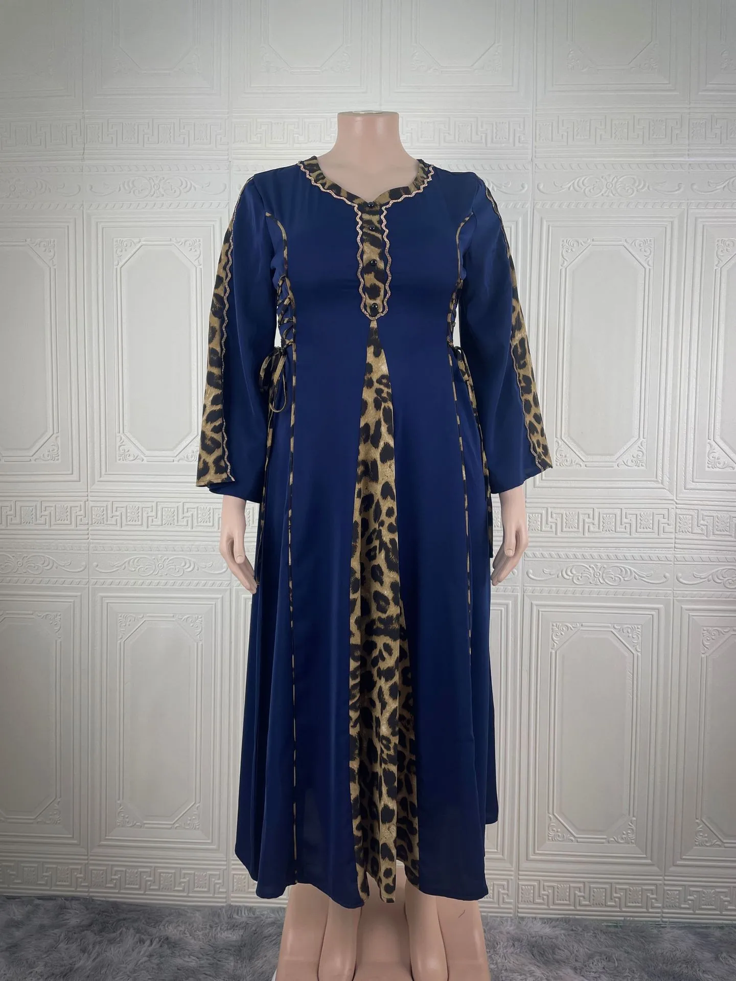 Muslim Abaya Dress Women Dubai Dresses Jalabiya Leopard Print Vestidos Modest Robe Morocco Arab Abayas Kaftan Islam Ramadan