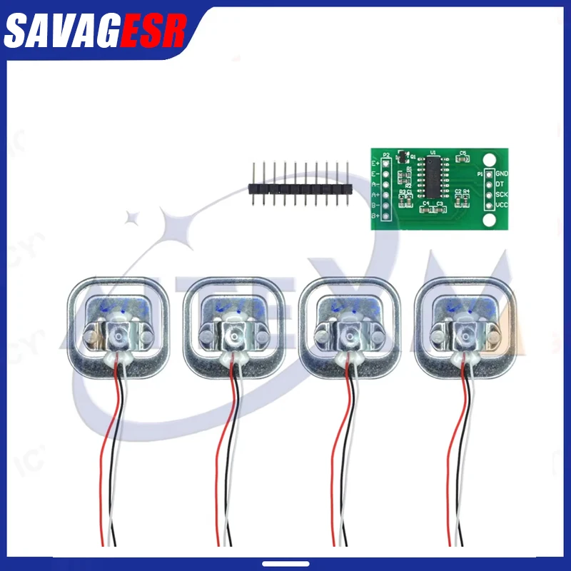 4PCS Human Scale Load Cell Weight Sensors + HX711 AD Module Weight Sensor Electronic Scale Weighing Pressure Sensor DIY Kit
