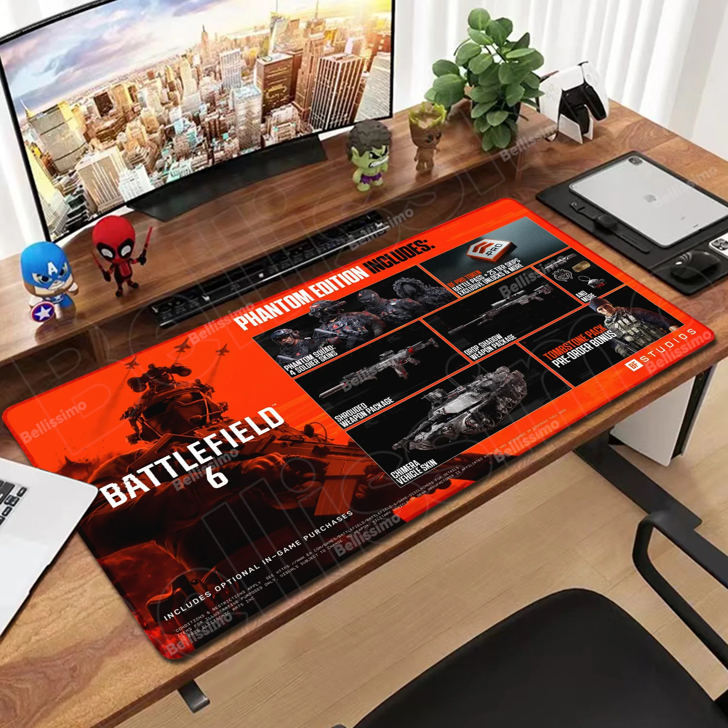 

New E-sports B-Battlefield 6 Mousepad HD Gaming Non-slip Rubber Mouse Keyboard Pad Large Game PC Accessories Lock Edge Desk Mat