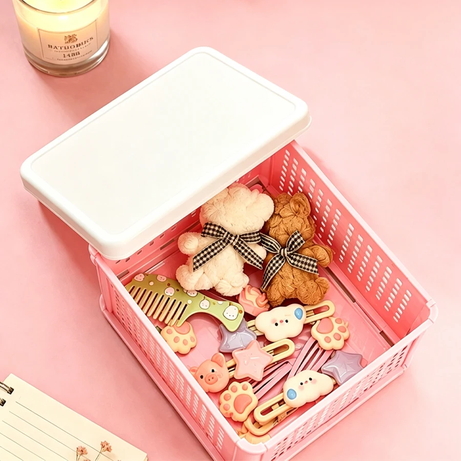 

Jewelry storage desktop box for bracelets, necklaces and earrings. Cute stationery organizer. Cartoon-style lipstick storage box