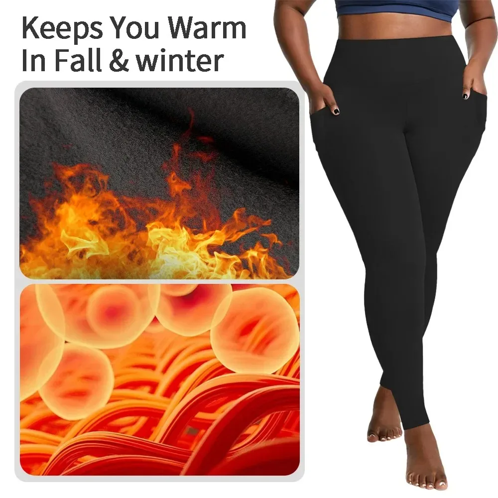 

Однотонные колготки для тренировок с контролем живота, женские леггинсы для йоги большого размера с высокой талией и карманами для тренажерного зала