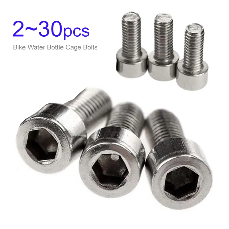 2~30pcs Bike Water Bottle Holder Screw Mount Bolts M5 x12mm Stainless Steel Hexagon Install Bike Bottle Cage Rack Screws