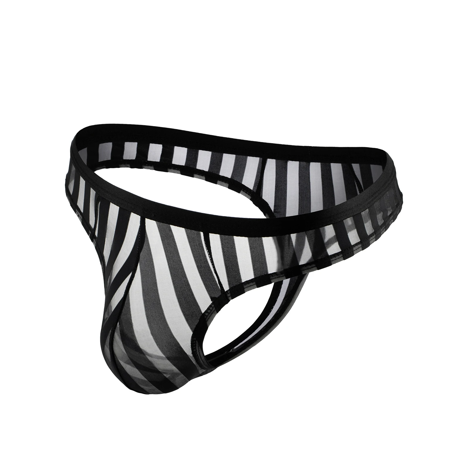 

CLEVER-MENMODE Sexy Mesh Thong Men's Sheer Underwear Penis Pouch Transparent Striped Panties Cuecas Homme Lingerie Underpants