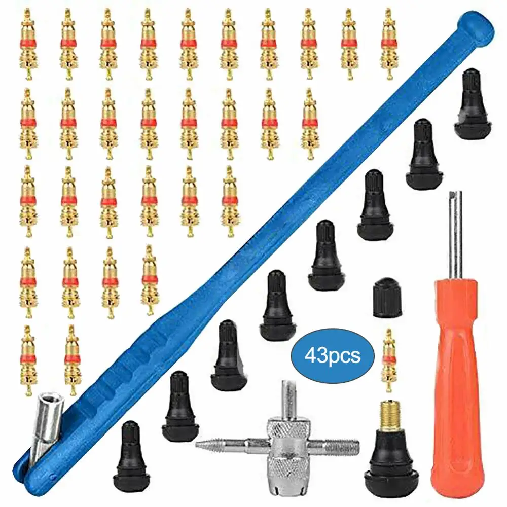 43pcs/Set Tire Valve Service Kit Valve Cores Screwdriver Tire Repair Tool Motorcycles Installation Tools Vehicles Accessoires