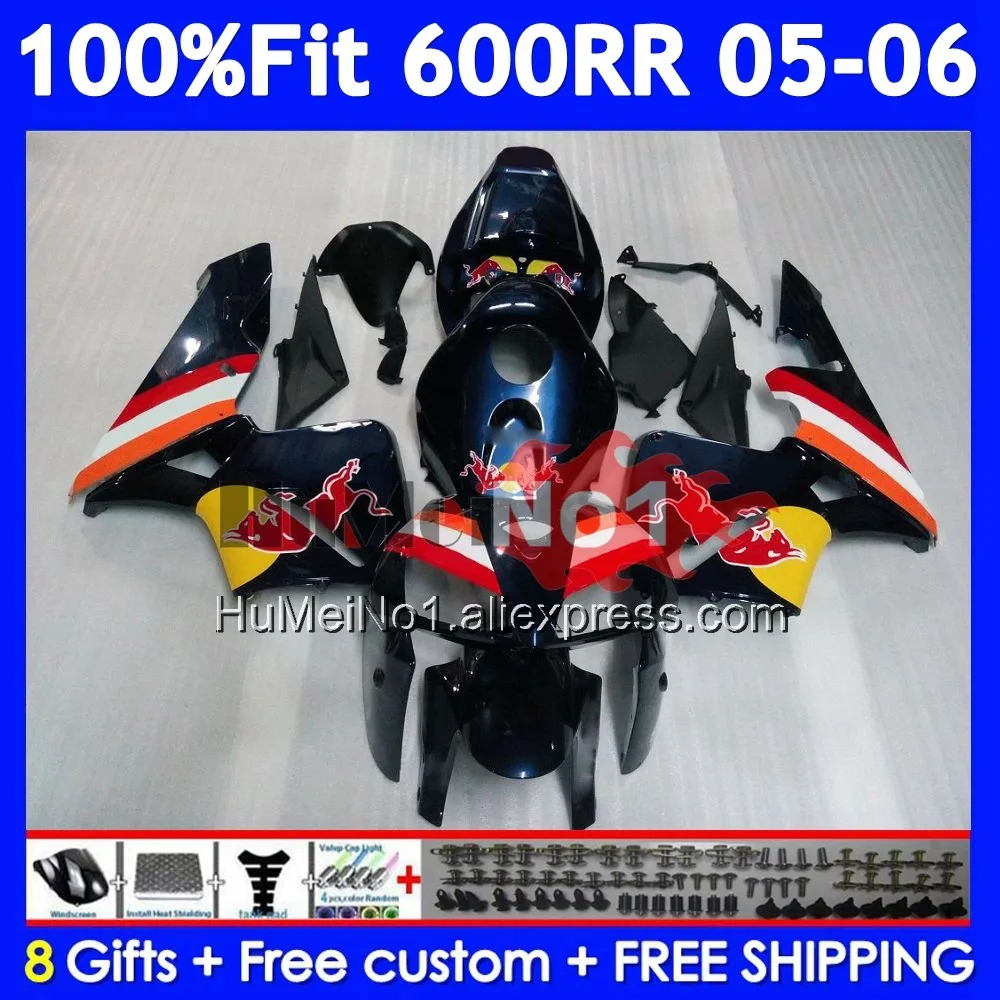 Injection For HONDA CBR 600RR 600F5 600CC CBR600RR 41No.4 CBR600F5 CBR 600 CBR600 CC RR F5 2005 2006 05 06 Dark blue Fairing