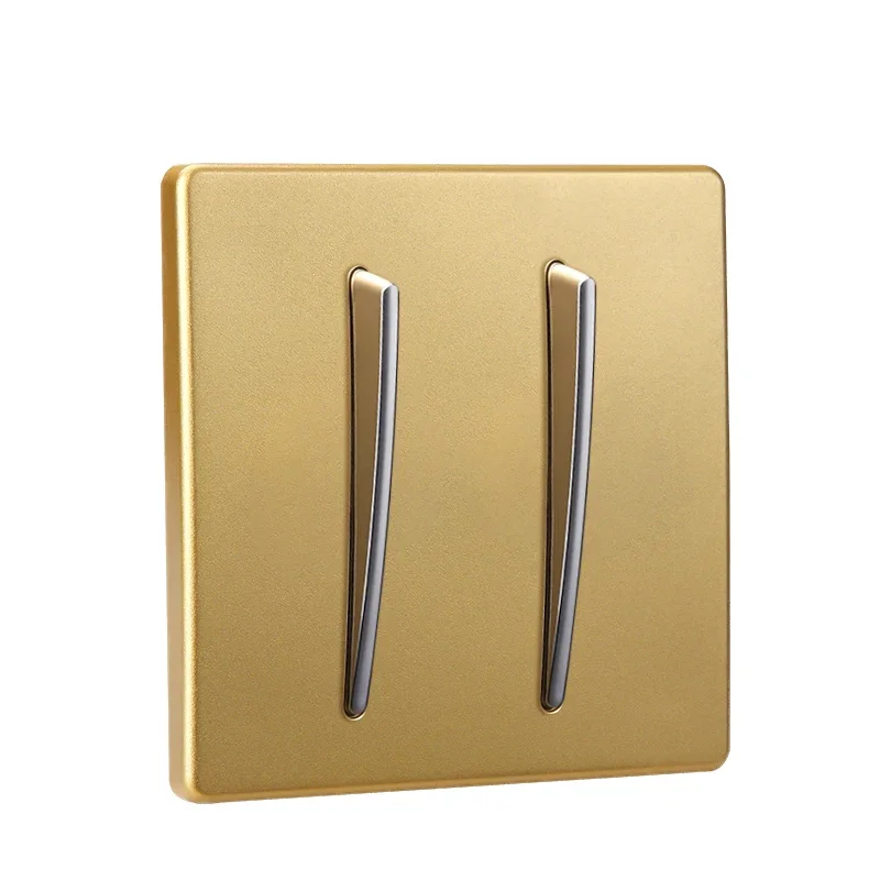 Home Improvement Wall Lamp Switch Panel Personality Fashion Golden 2 Way Dual Control 86 Type Push Button Switch
